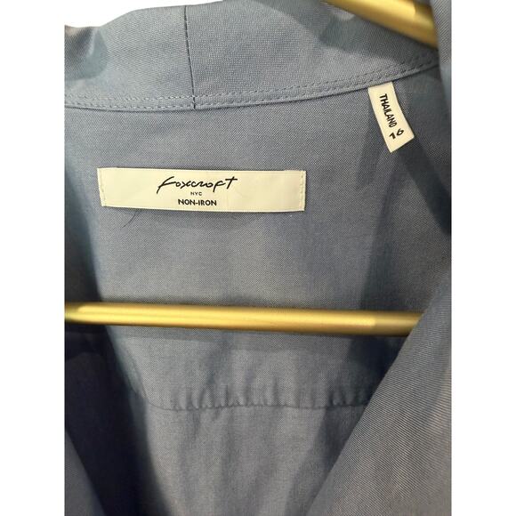 Foxcroft Blue Button Up Blouse Long Sleeve Collar Cotton No Iron Women’s 16 EUC - Picture 3 of 6